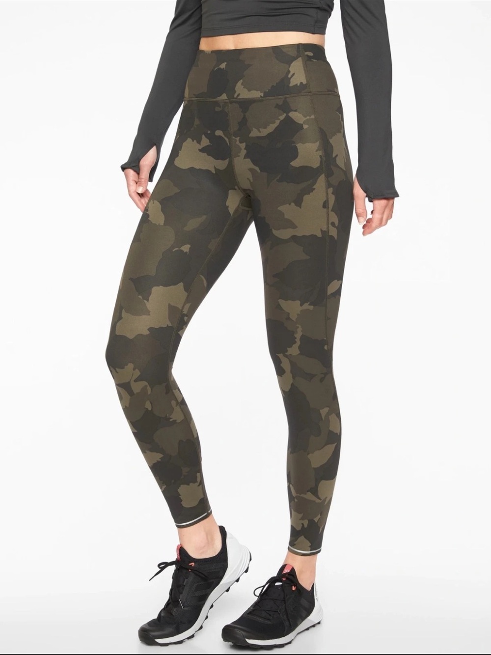 Athleta run free side pocket camo leggings